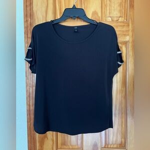 Ava James Elegant Black Women's Top With Rhinestone Sleeves Size Small